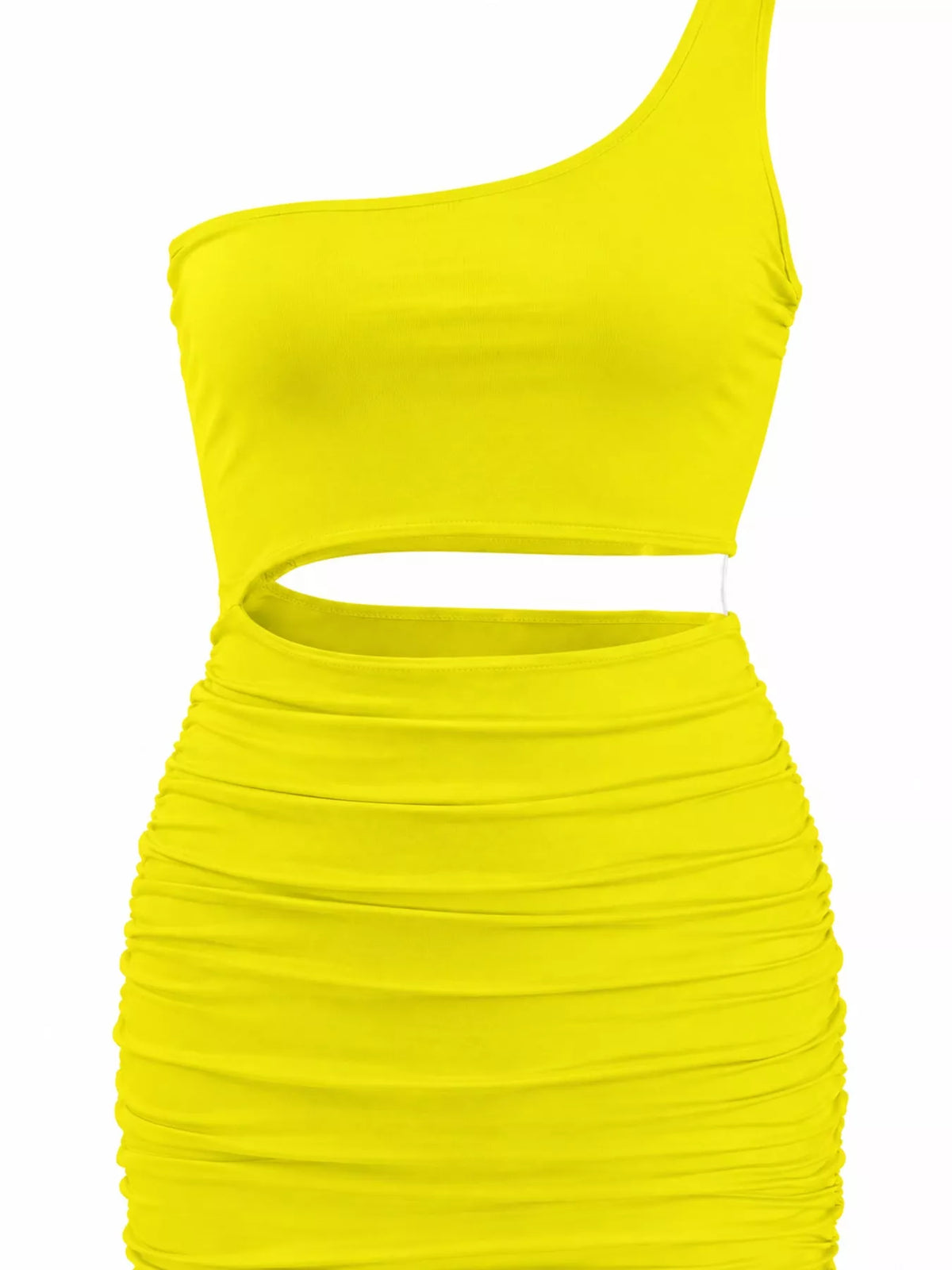 One-Shoulder Cutout Ruched Bodycon Mini Dress - alternate view 89