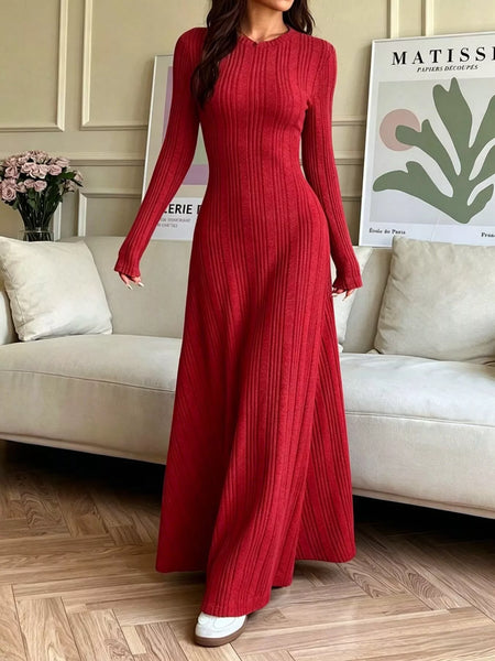 Long Sleeve Ribbed Knit Dress - alternate view 10