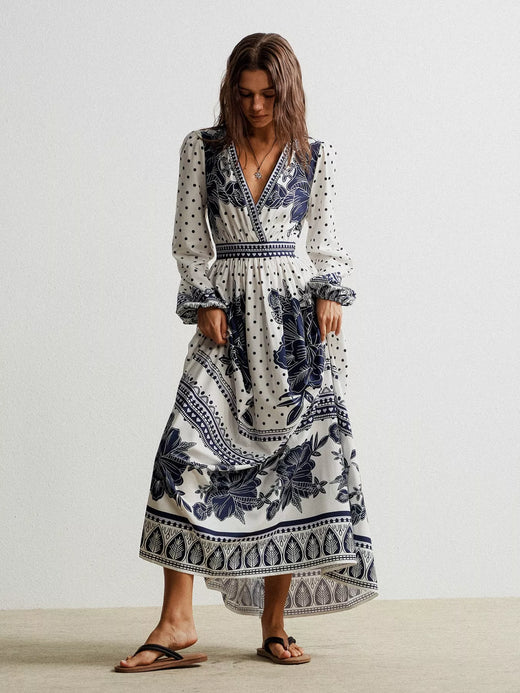 Floral Print Long Sleeve Maxi Dress - alternate view 3
