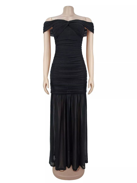 Off-Shoulder Ruched Mermaid Maxi Dress - alternate view 7