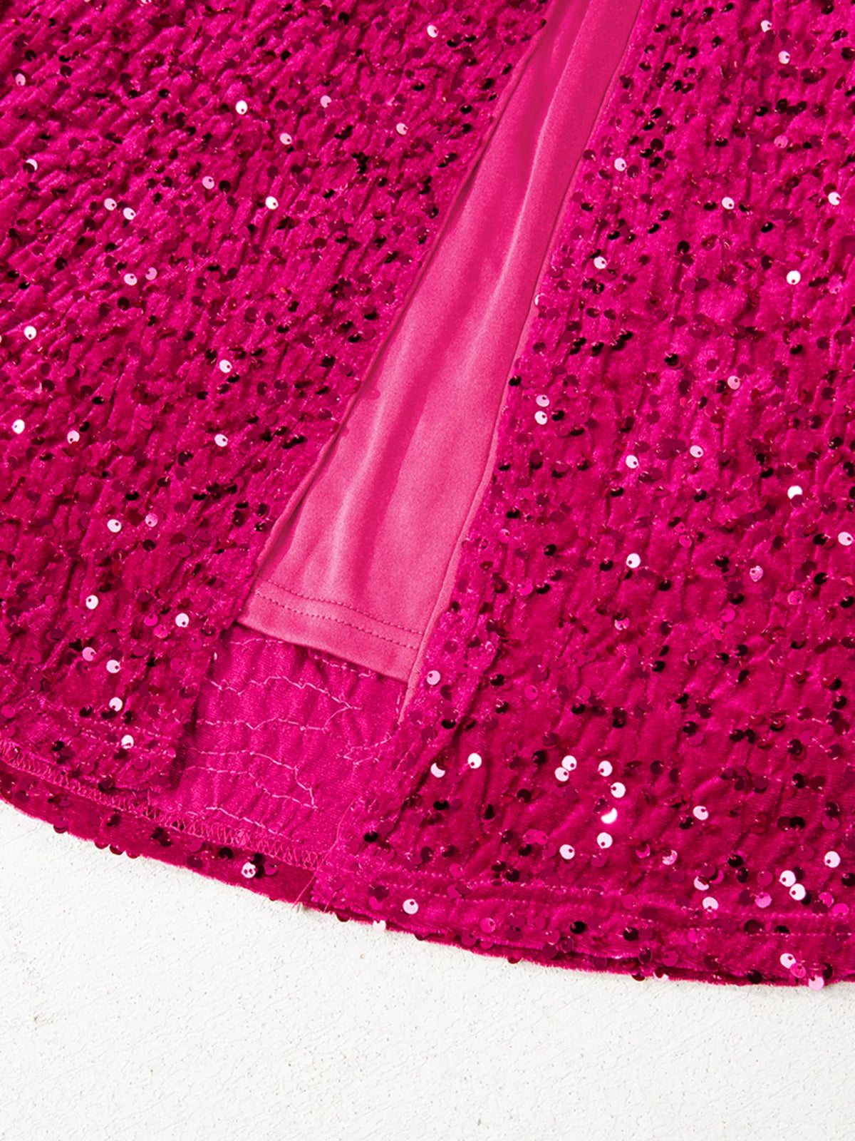Sequin One-Shoulder Dress with High Slit - alternate view 8