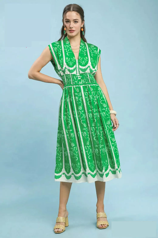 Sleeveless Smocked Midi Dress - alternate view 4