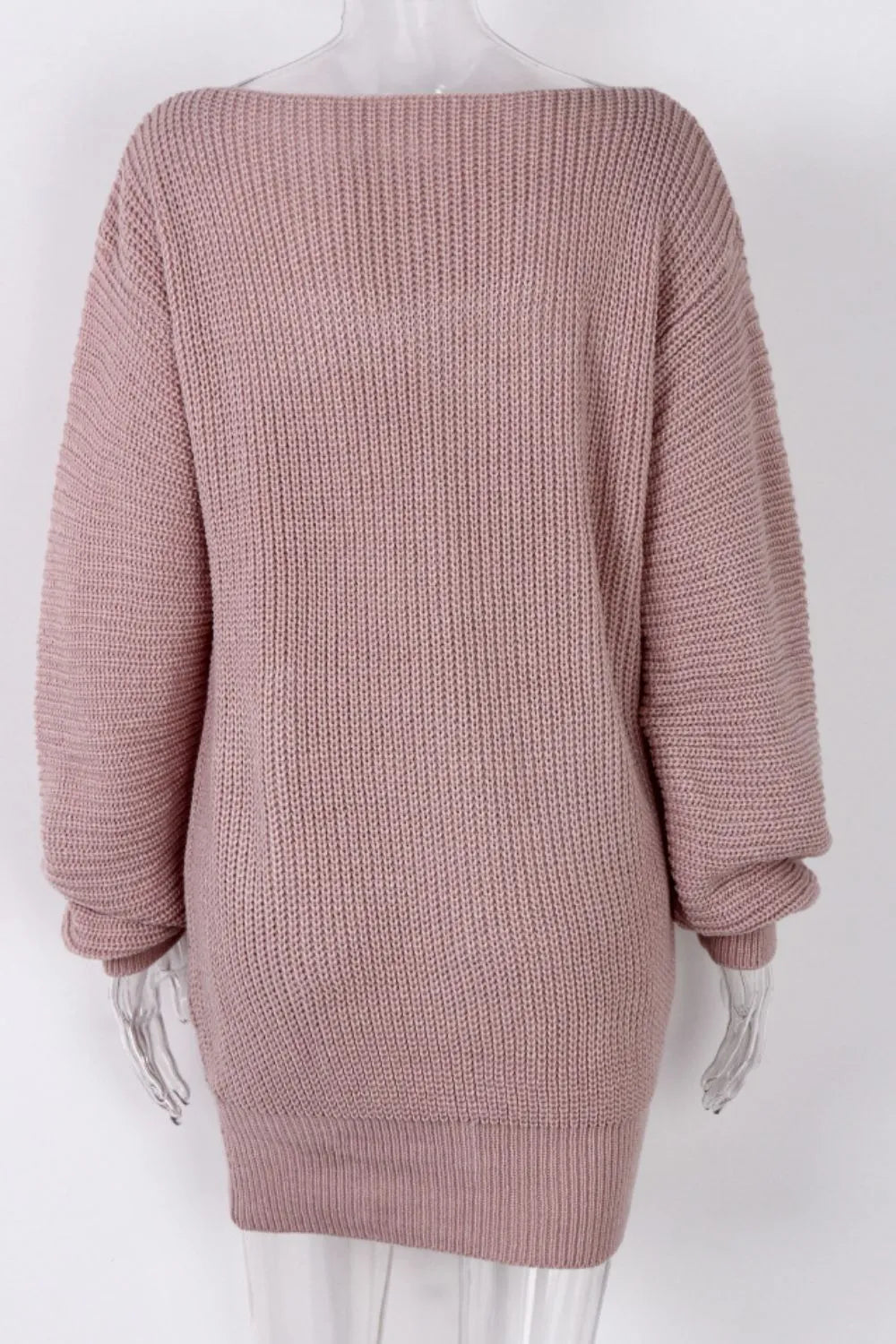 Boat Neck Long Sleeve Mini Sweater Dress - alternate view 5