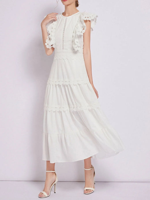 Sleeveless Ruffled Tiered Dress with Embroidered Trim - alternate view 5