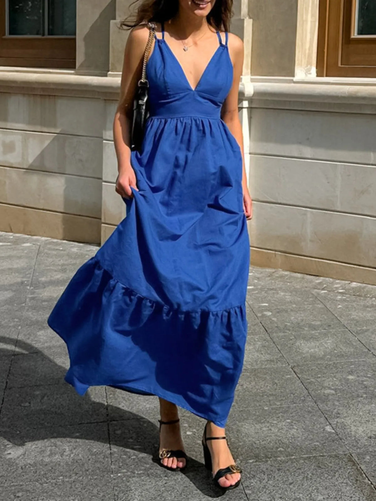 V-Neck Tiered Maxi Cami Dress - alternate view 3