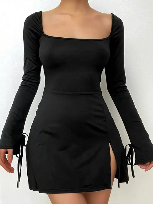Slit Flare Sleeve Mini Dress - alternate view 3