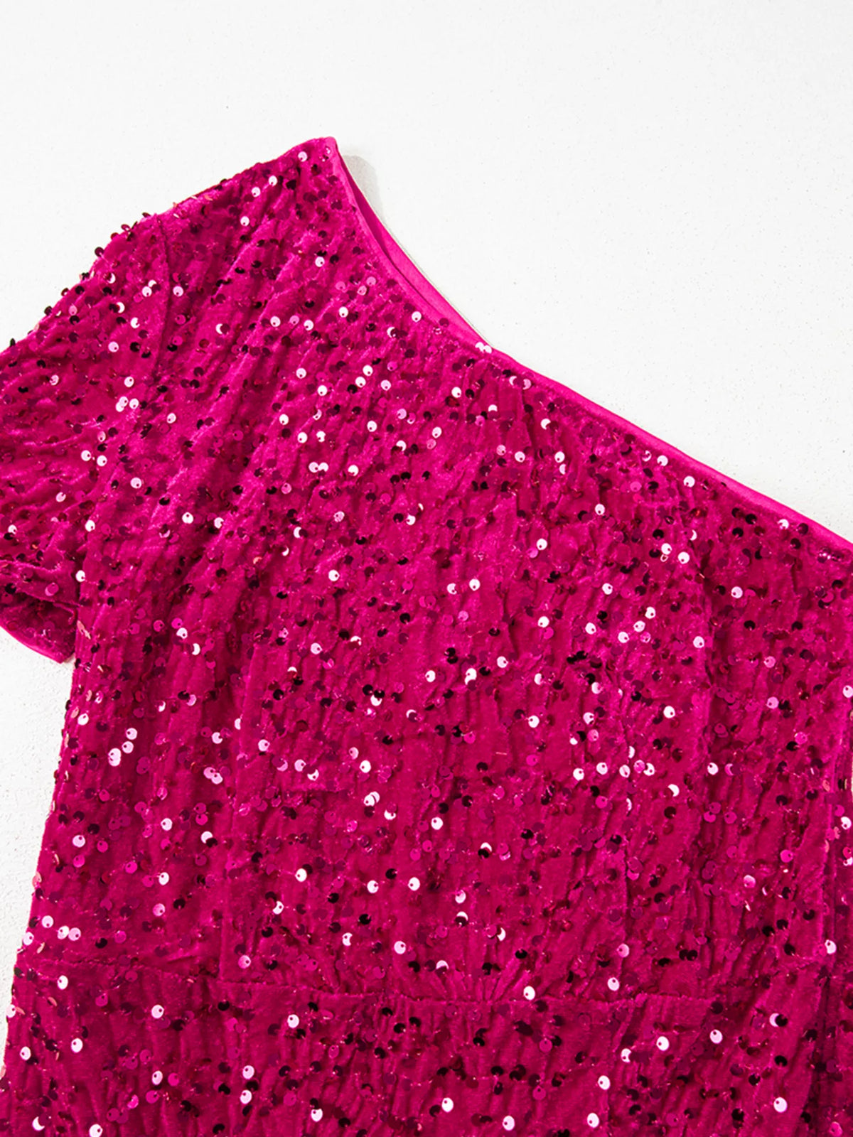 Sequin One-Shoulder Dress with High Slit - alternate view 4