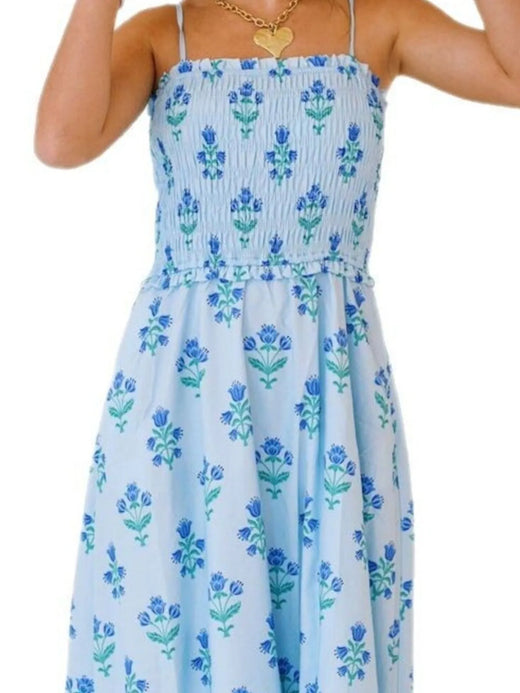 Floral Smocked Adjustable Strap Midi Cami Dress - alternate view 4