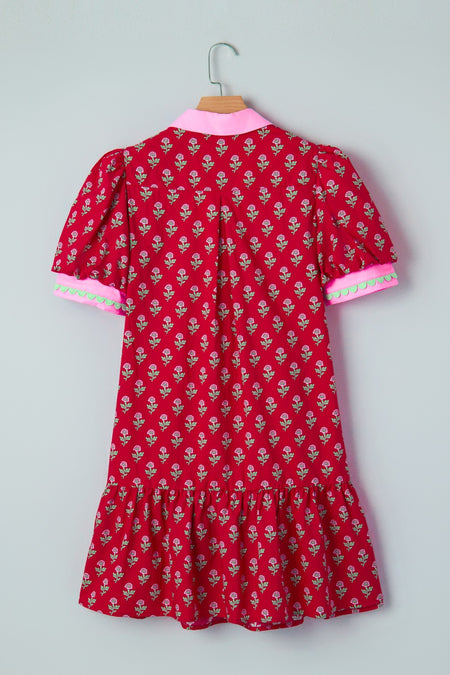 Floral Print Ruffle Hem Mini Dress - alternate view 11