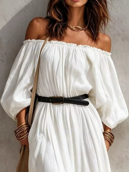 Boho Off-Shoulder Maxi Dress with Side Slit - alternate view 7