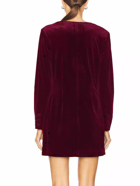 Velvet Double-Breasted Blazer Dress - alternate view 2