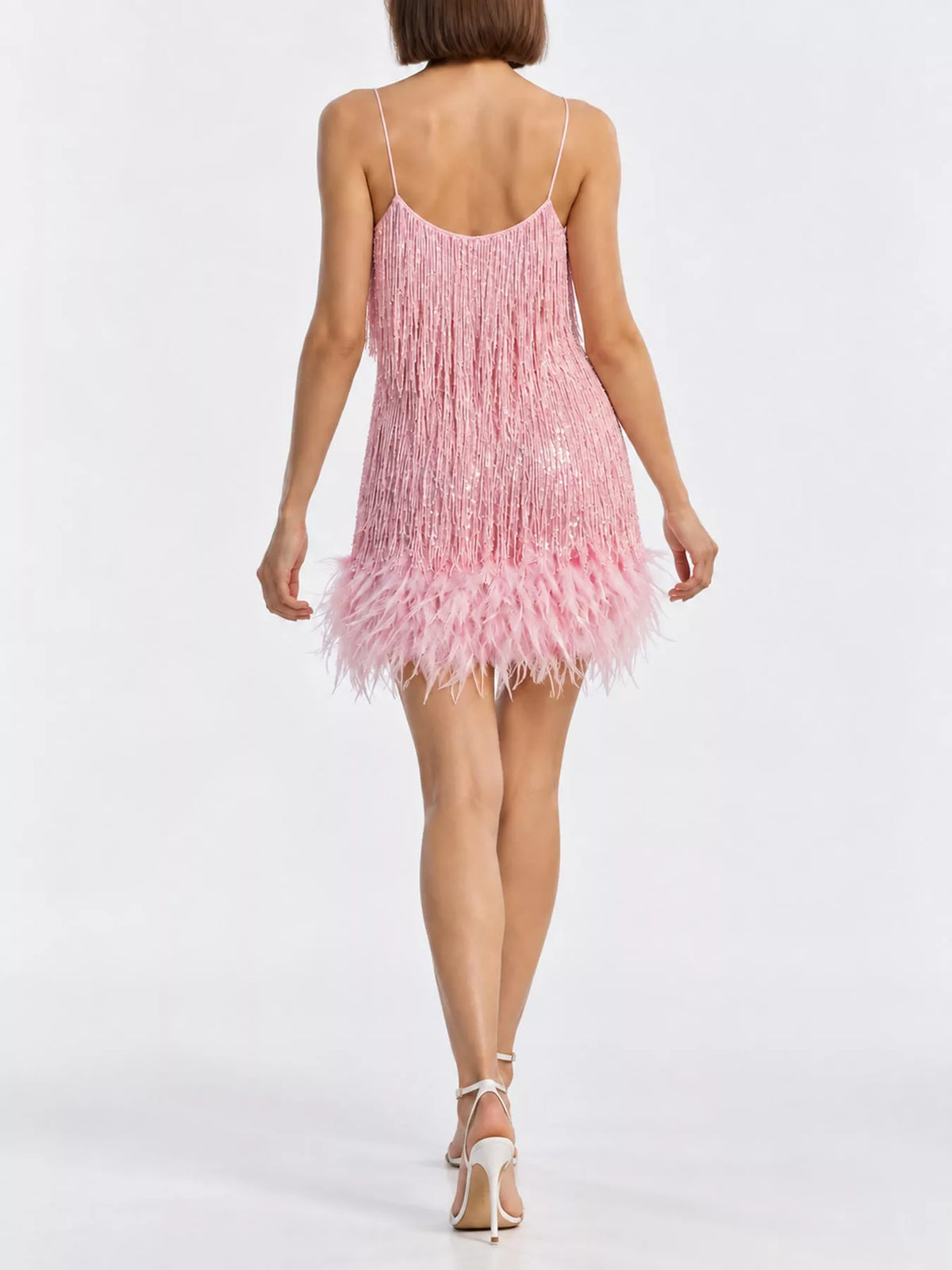 Full Size Feather Fringe Sequin Mini Dress Plus Size - alternate view 13