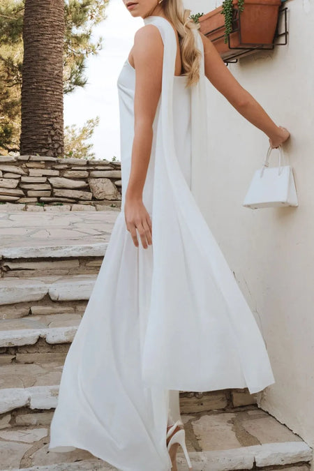 Adjustable Strap Maxi Cami Dress with Scarf - alternate view 14