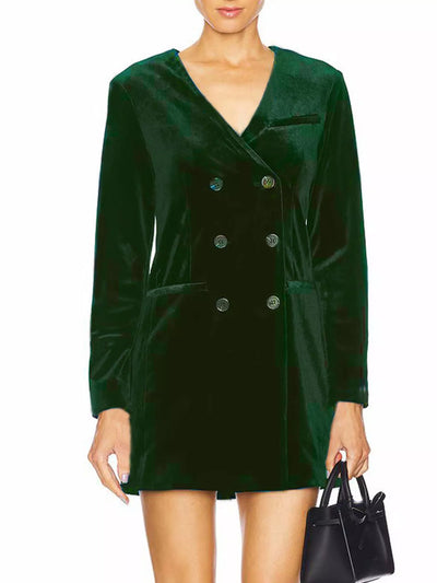 Velvet Double-Breasted Blazer Dress - alternate view 3
