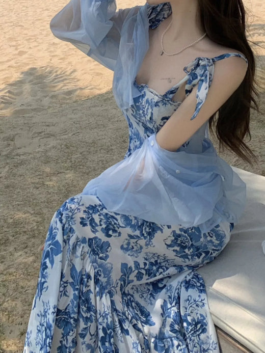 Floral Print Tie-Strap Midi Dress - alternate view 2