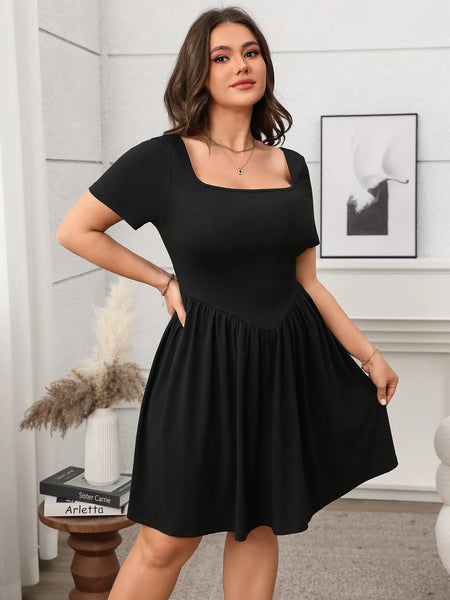 Square Neck Short Sleeve Mini Dress - alternate view 7