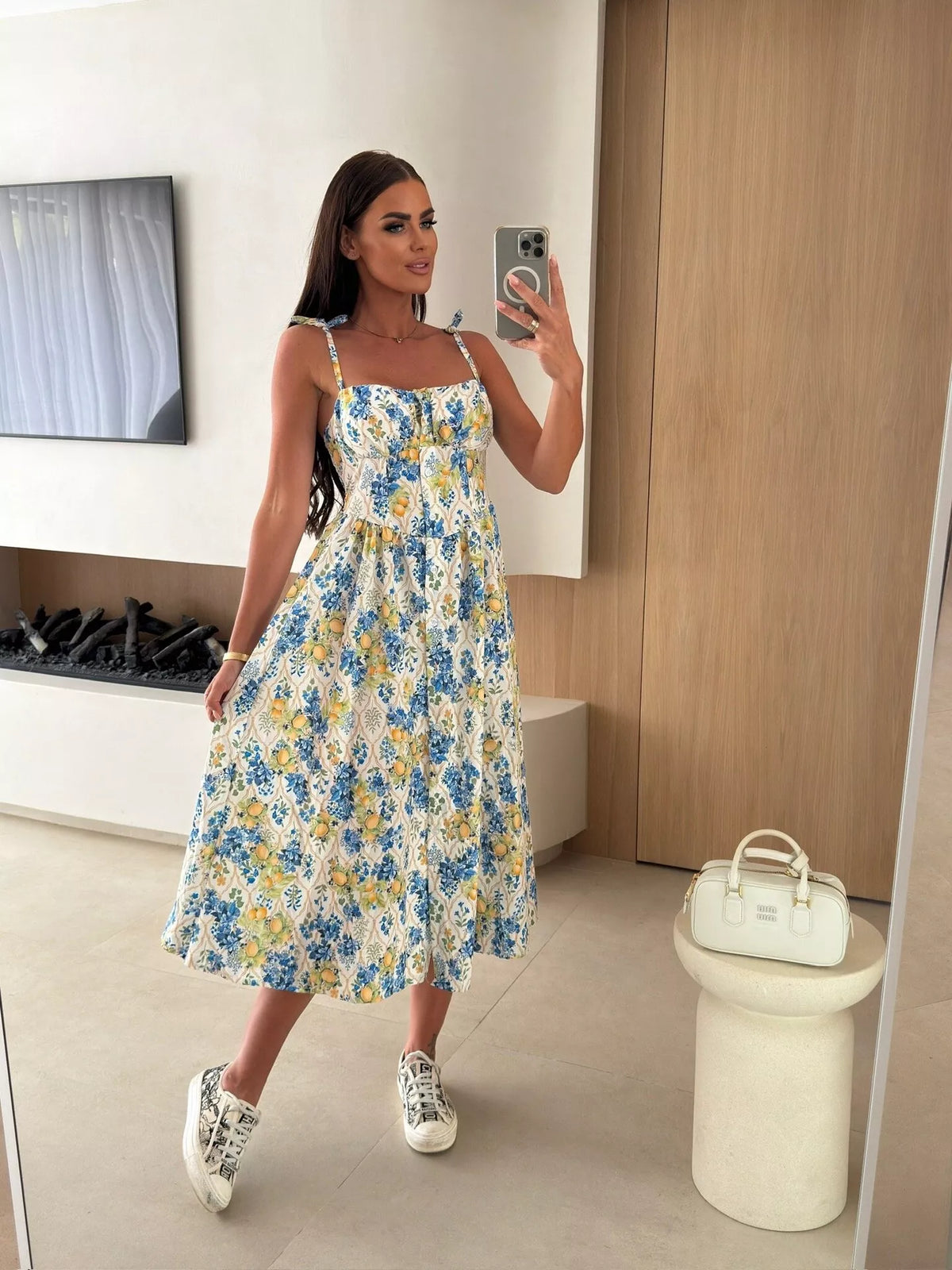 Printed Tie-Strap Midi Dress - alternate view 18