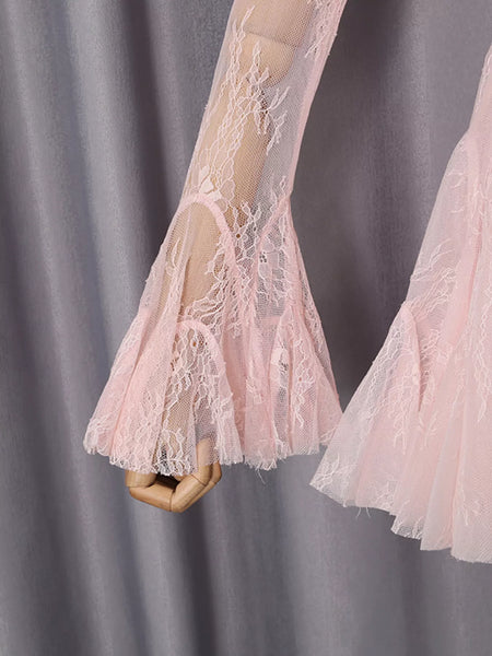 Lace Flare Sleeve Mini Dress - alternate view 10