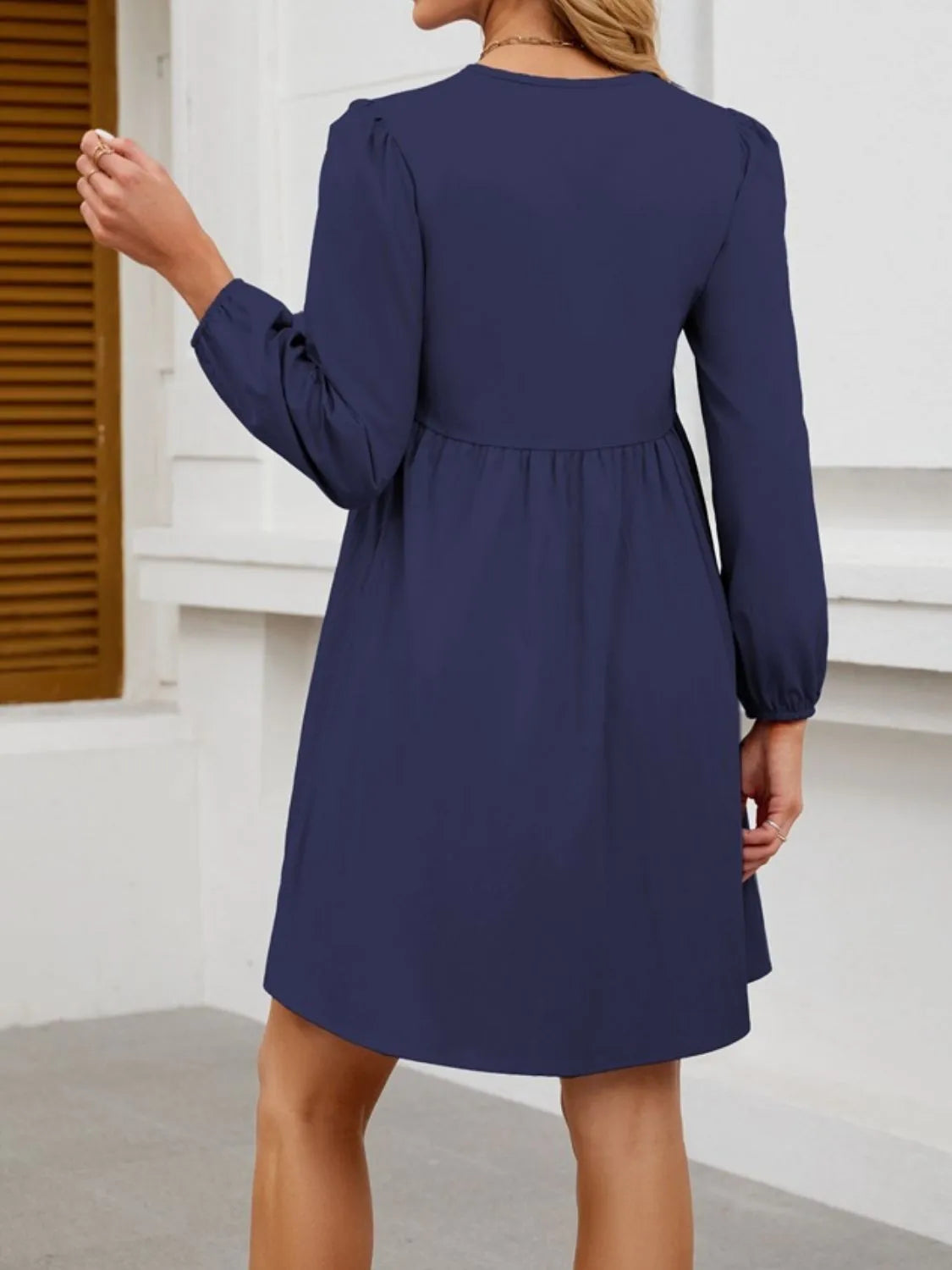 Tie Front Long Sleeve Mini Dress - alternate view 9