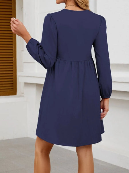 Tie Front Long Sleeve Mini Dress - alternate view 9