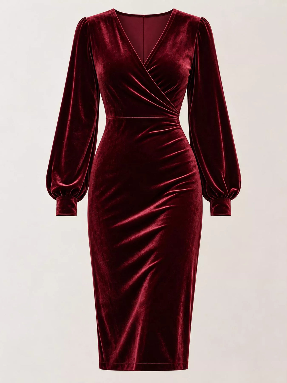 Full Size Velvet Long-Sleeve Wrap Dress Plus Size - alternate view 16