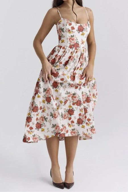 Floral Print Spaghetti Strap Midi Dress - alternate view 5