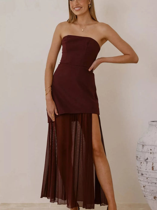 High Slit Mesh Tube Maxi Dress - alternate view 2