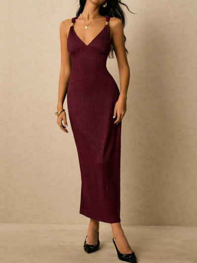 Sleeveless Ribbed Knit Midi Dress - alternate view 14