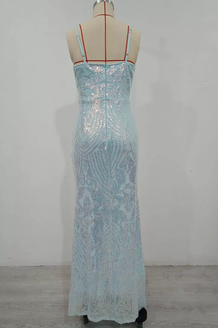 Sequin Mermaid Evening Maxi Cami Dress - alternate view 8
