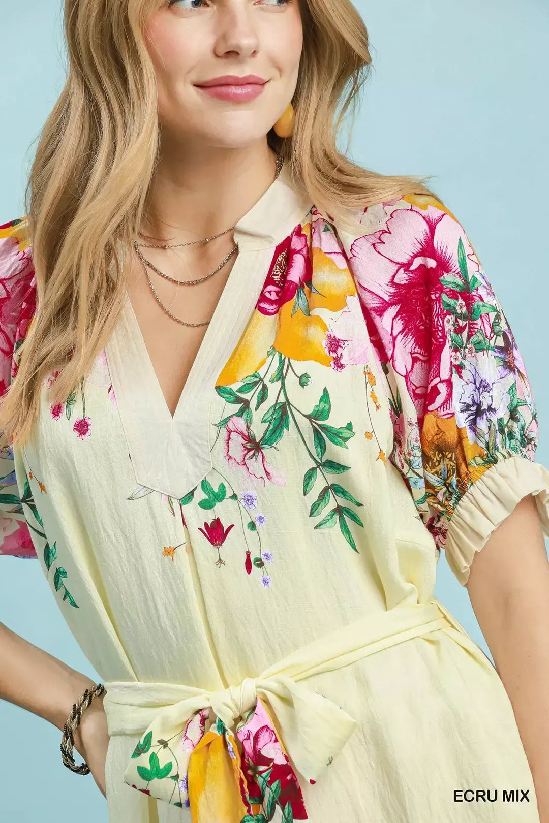 Mix Floral Border Print Midi Dress - alternate view 5