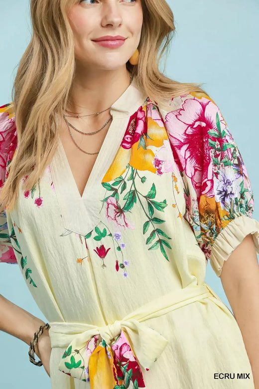 Mix Floral Border Print Midi Dress - alternate view 5