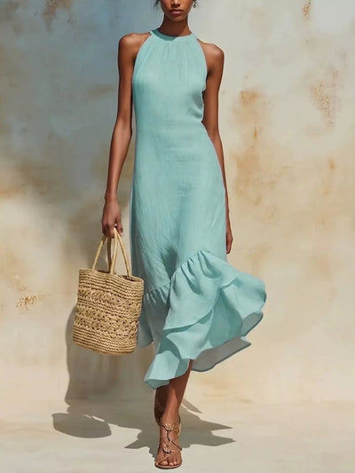 Ruffle Hem Sleeveless Midi Dress - alternate view 3