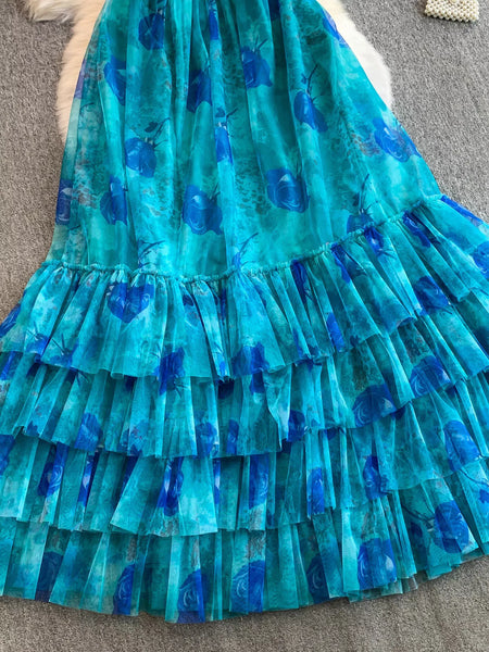 Floral Print Ruffled Layered Mesh Dress - alternate view 24