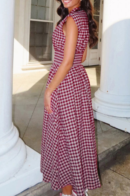 Gingham Zip-Front Midi Dress - alternate view 2