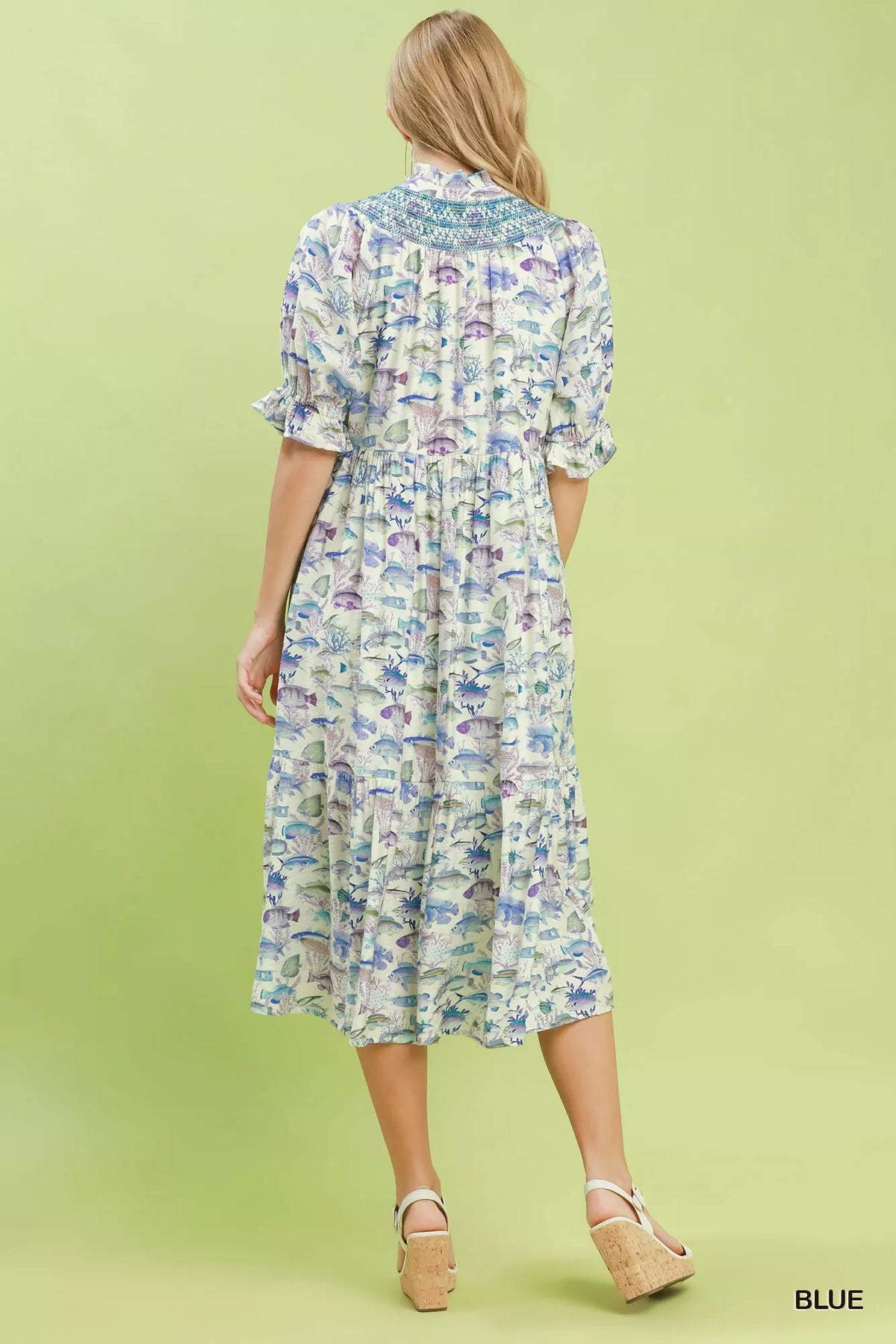 Print Tiered Midi Dress - alternate view 3