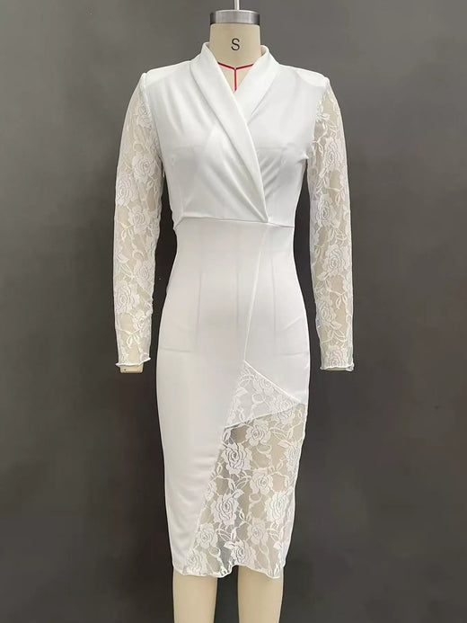 Lace-Sleeve Blazer Dress - alternate view 6