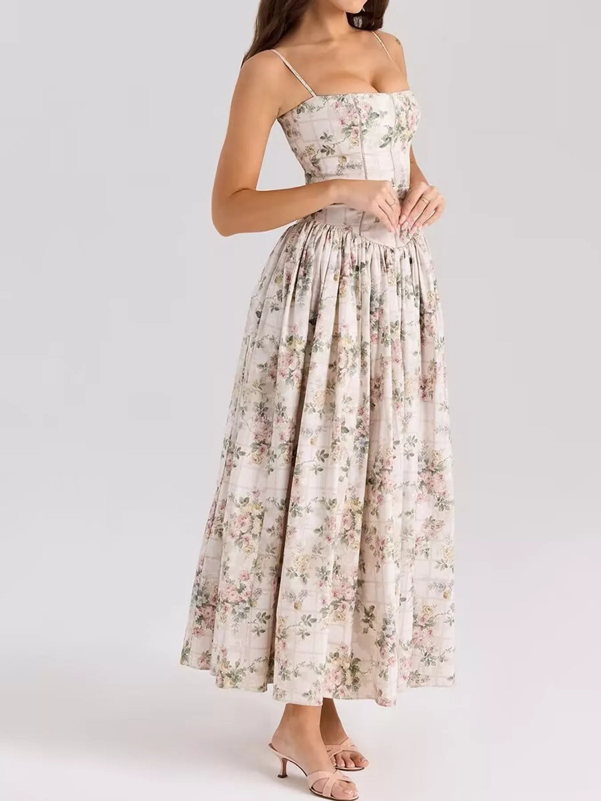 Floral Spaghetti Straps Midi Dress - alternate view 45