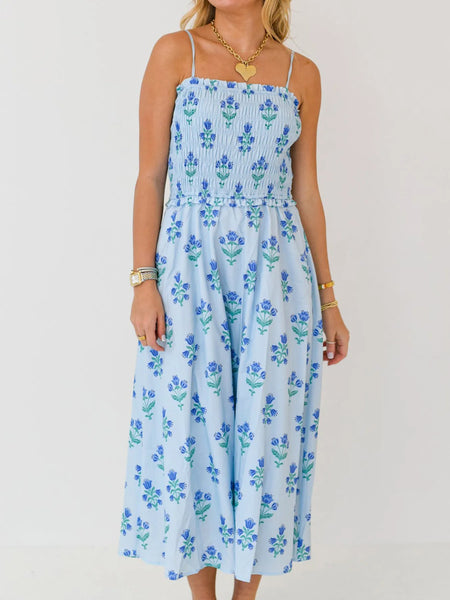 Floral Smocked Adjustable Strap Midi Cami Dress - alternate view 2