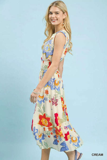 Floral Smocked Midi Dress - alternate view 2