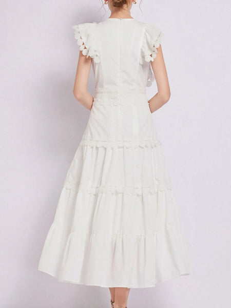 Sleeveless Ruffled Tiered Dress with Embroidered Trim - alternate view 11