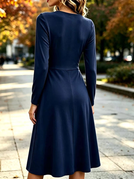Full Size Ruched Long Sleeve Midi Dress Plus Size - alternate view 11