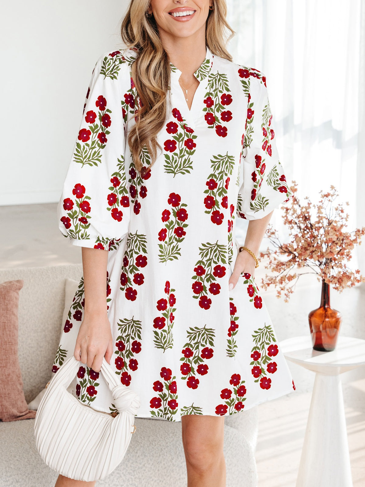 Floral Print Casual Mini Dress - alternate view 2