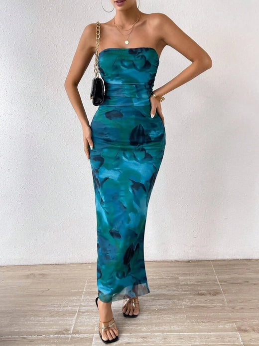 Printed Side Slit Tube Dress - alternate view 5