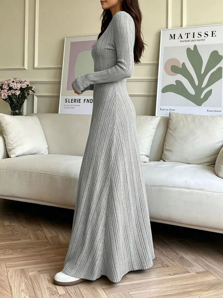 Long Sleeve Ribbed Knit Dress - alternate view 2