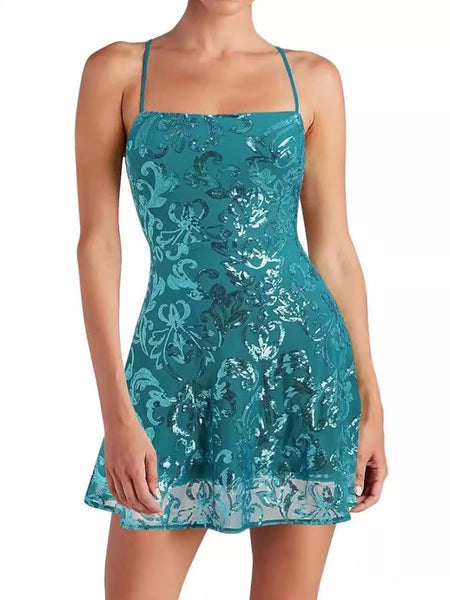 Sequin Square Neck Mini Dress - alternate view 26