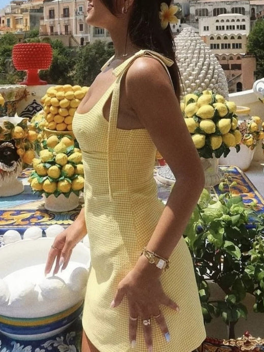 Gingham Tie-Shoulder Mini Dress - alternate view 2