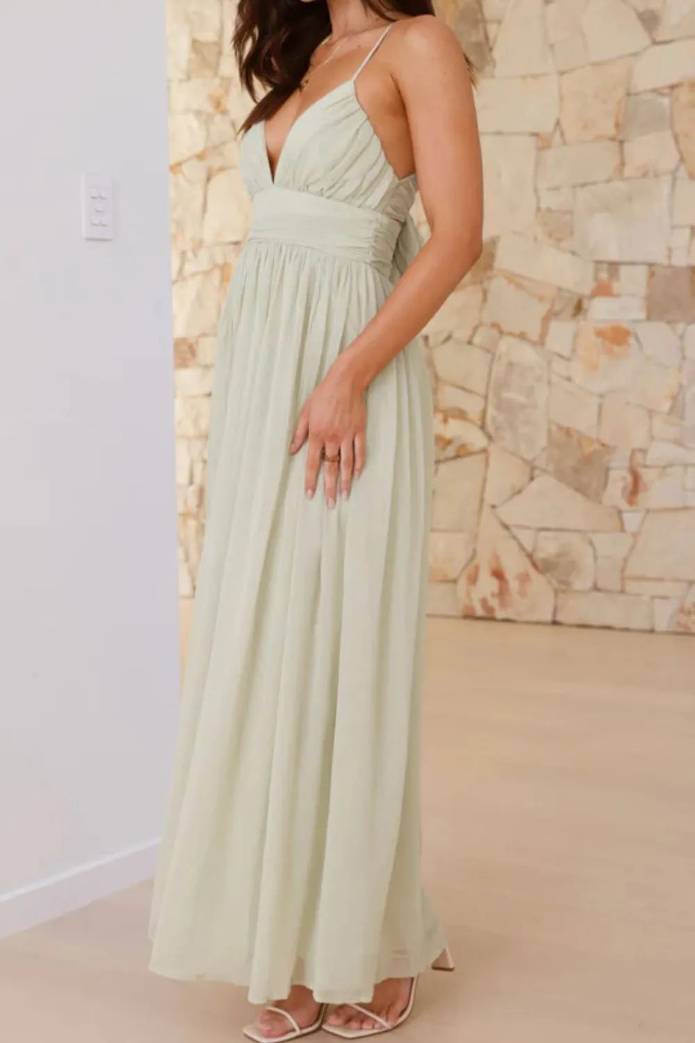 Ruched V-Neck Cami Dress - alternate view 2