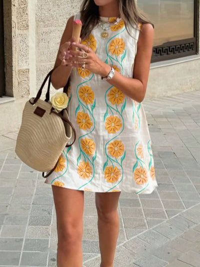 Floral Pattern Sleeveless Mini Dress - alternate view 5