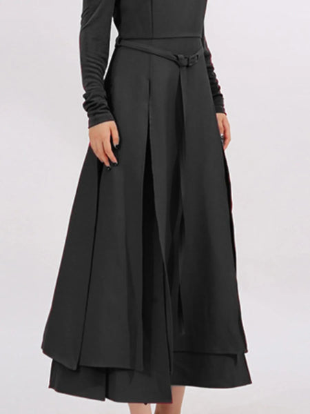 Slit Spaghetti Strap Long Sleeve Dress - alternate view 13