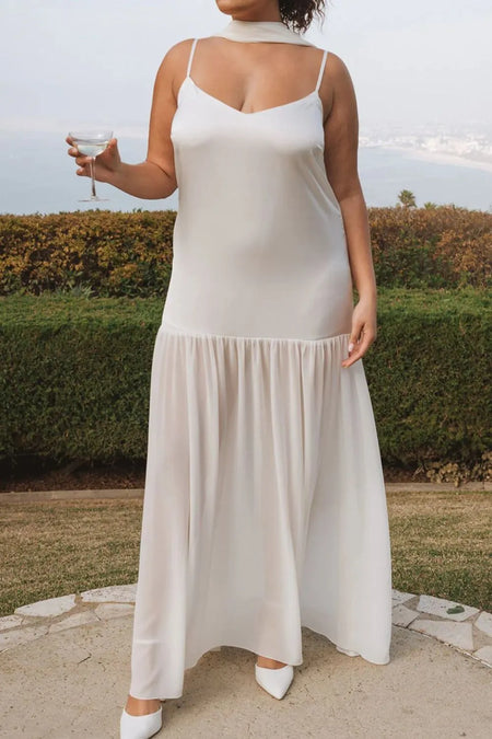 Adjustable Strap Maxi Cami Dress with Scarf - alternate view 17